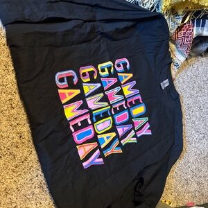 GAME DAY Black Graphic Tee with Multicolor Lettering